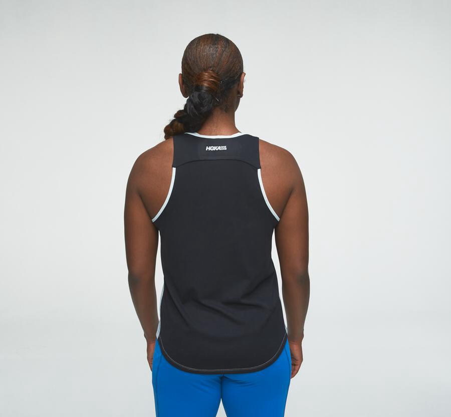 Hoka One One Tops Womens Blue/Black - Performance Tank - 62019XPWV